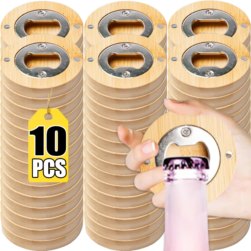 Home Bar And Fridge - 10/1pcs Magnetic Bamboo Bottle Openers Portable