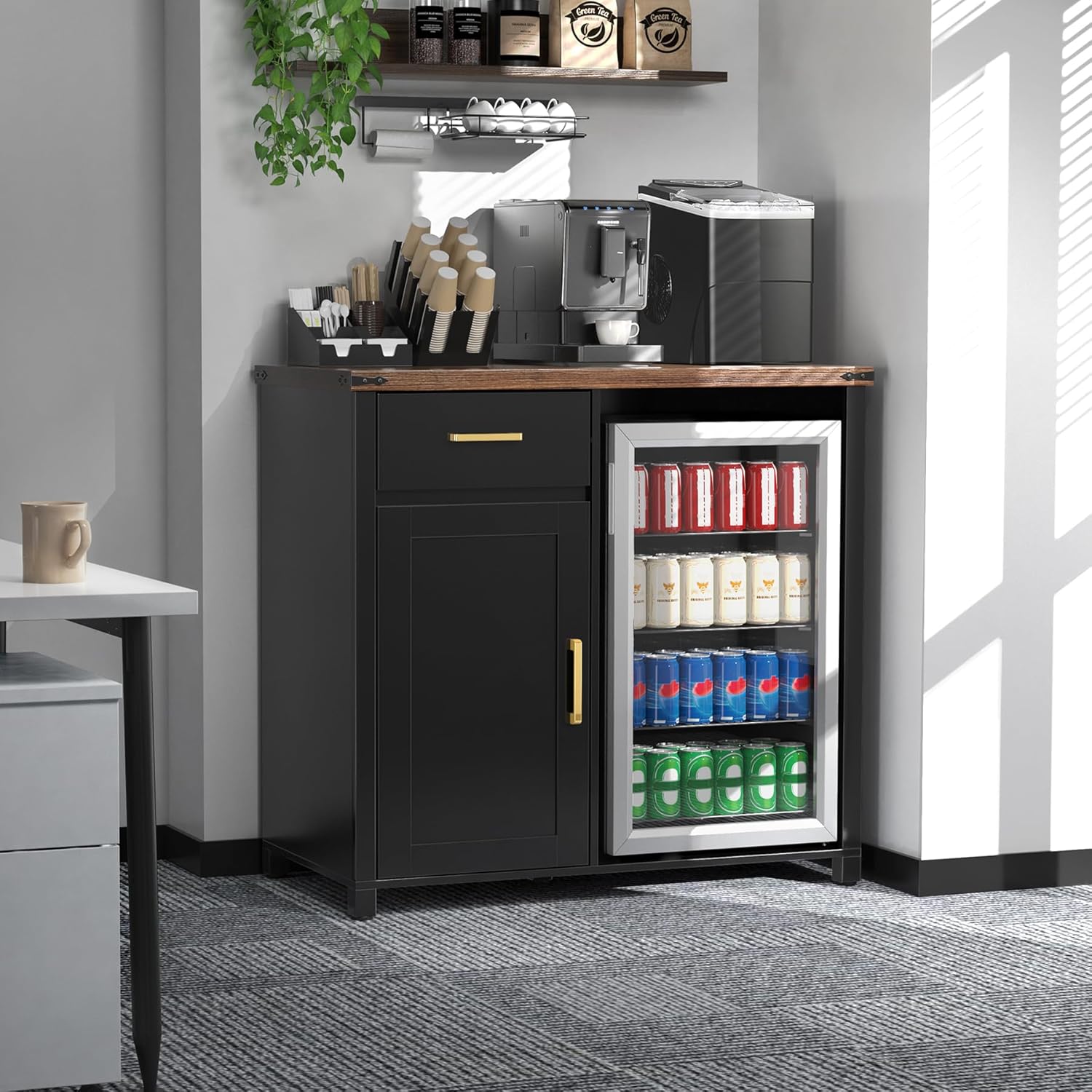 Coffee Bar Cabinet with Mini F – Home Bar And Fridge recenzja i cena
