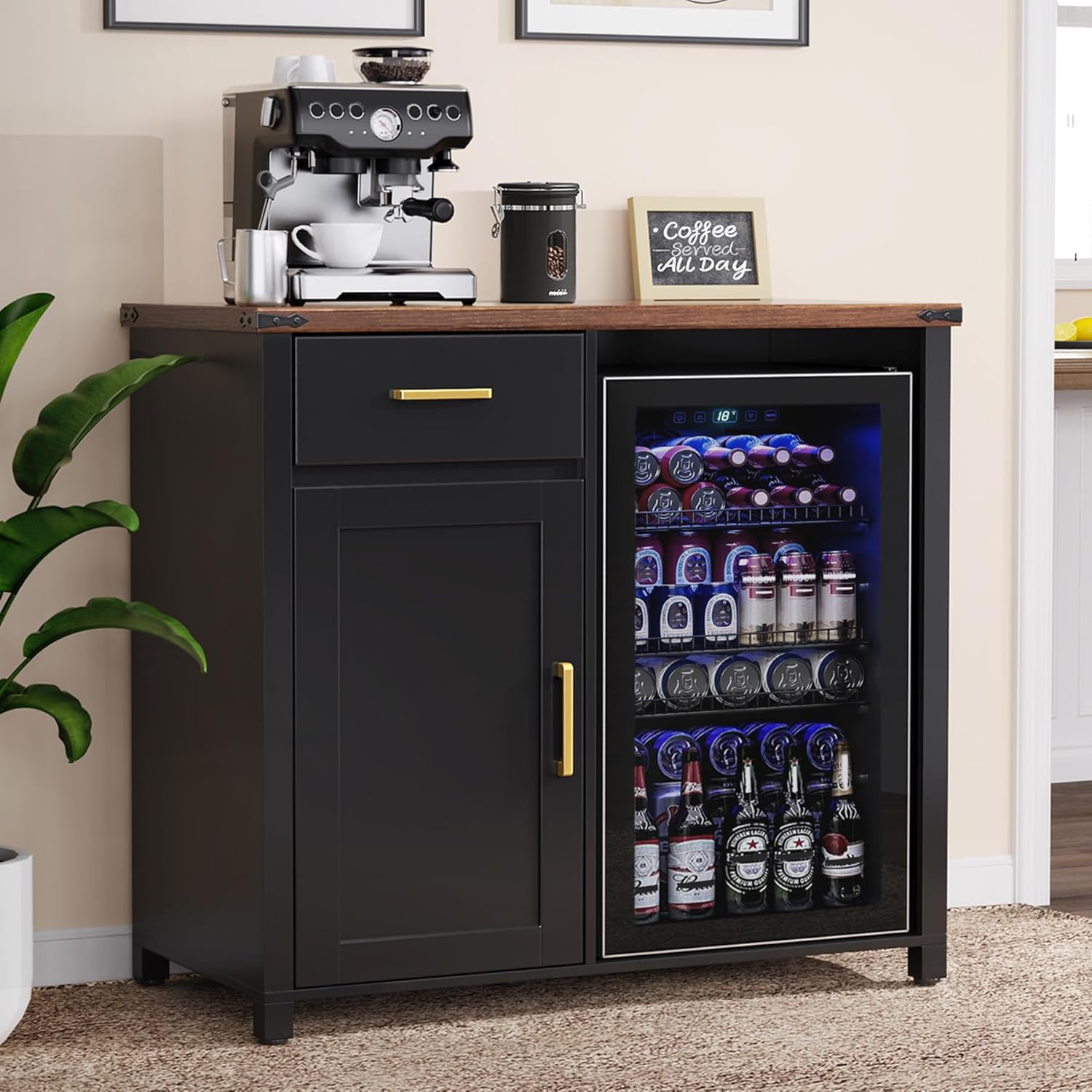 Coffee Bar Cabinet with Mini F – Home Bar And Fridge recenzja i cena