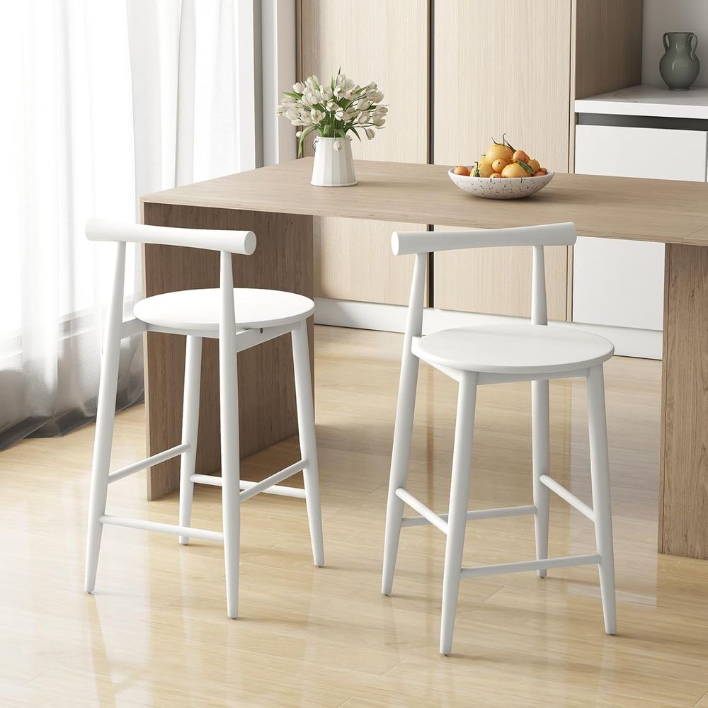 Set of 2 White Wooden Bar Chai – Home Bar And Counter recenzja i cena