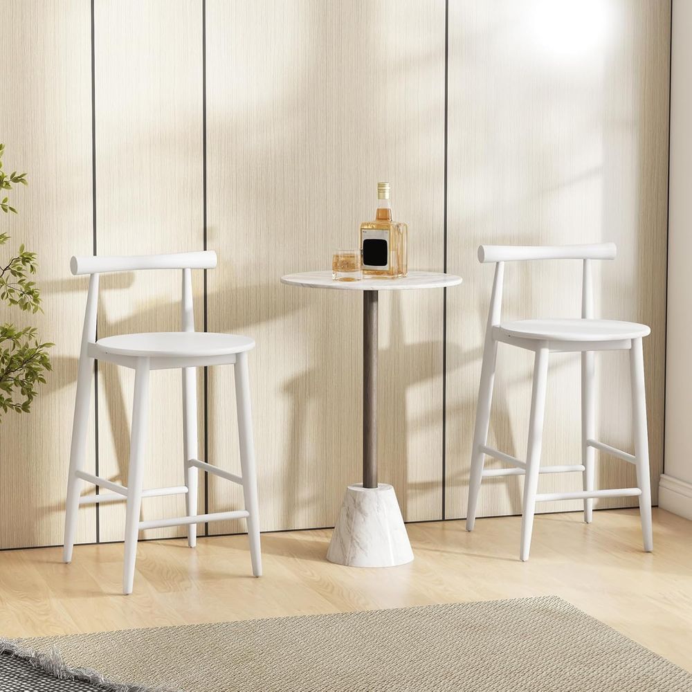 Set of 2 White Wooden Bar Chai – Home Bar And Counter recenzja i cena
