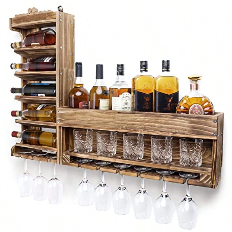 Wine Rack Wall Mounted WoodAlc – Home Bar Shelves recenzja i cena