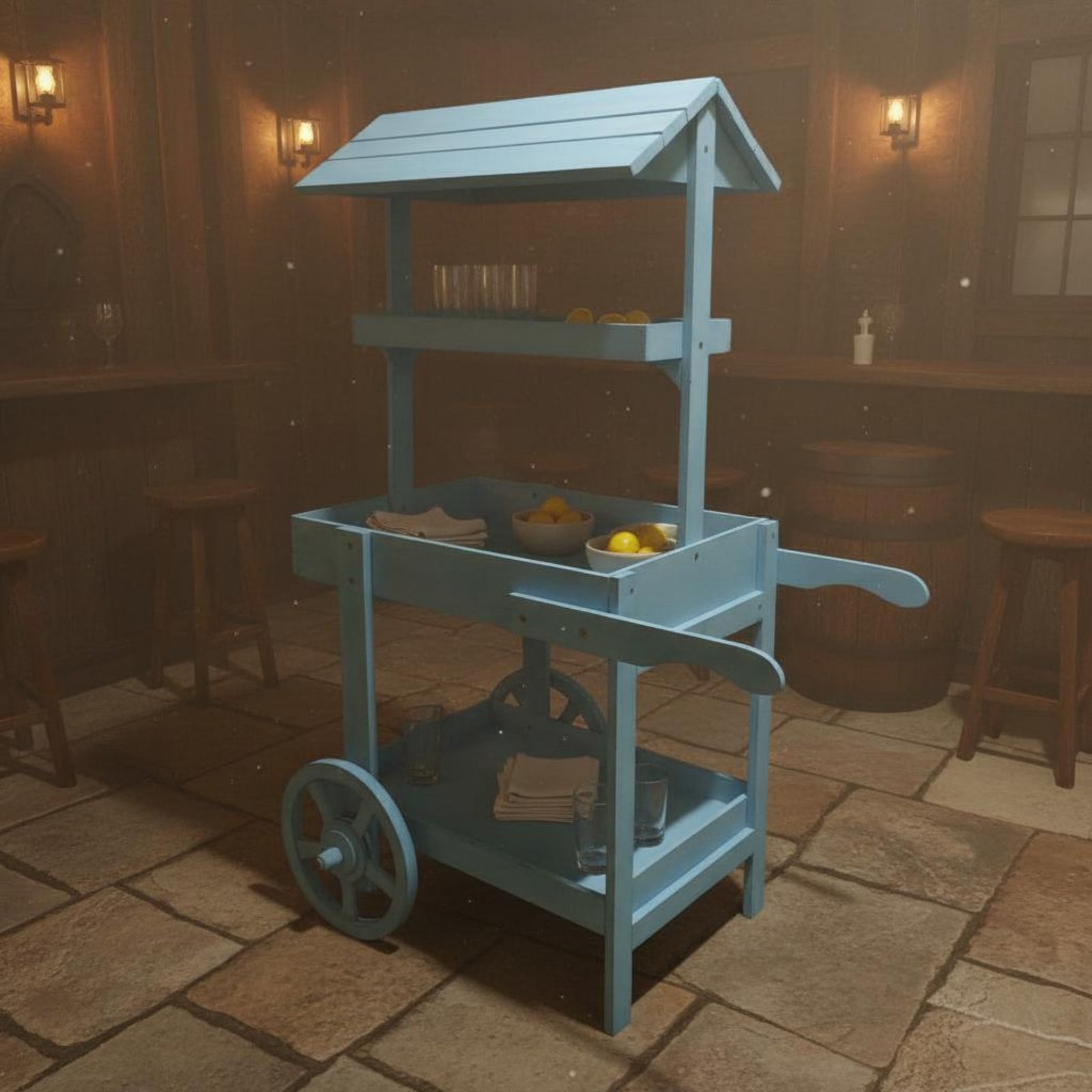 Rustic Display Trolley Wheeled – Home Bar Shelves recenzja i cena