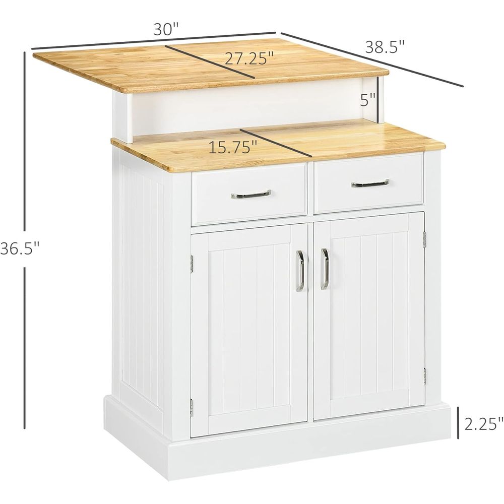 White Kitchen Island with Stor – Home Bar Shelves recenzja i cena