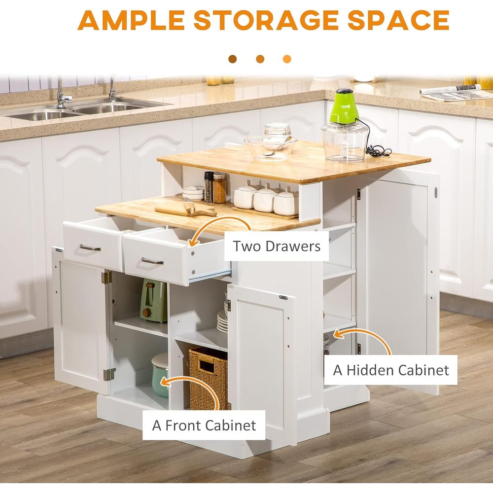 White Kitchen Island with Stor – Home Bar Shelves recenzja i cena