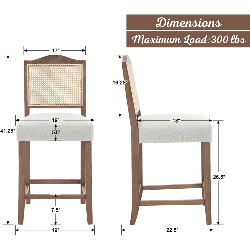 Set of 4 Linen Beige Cane Back – Home Bar And Counter recenzja i cena