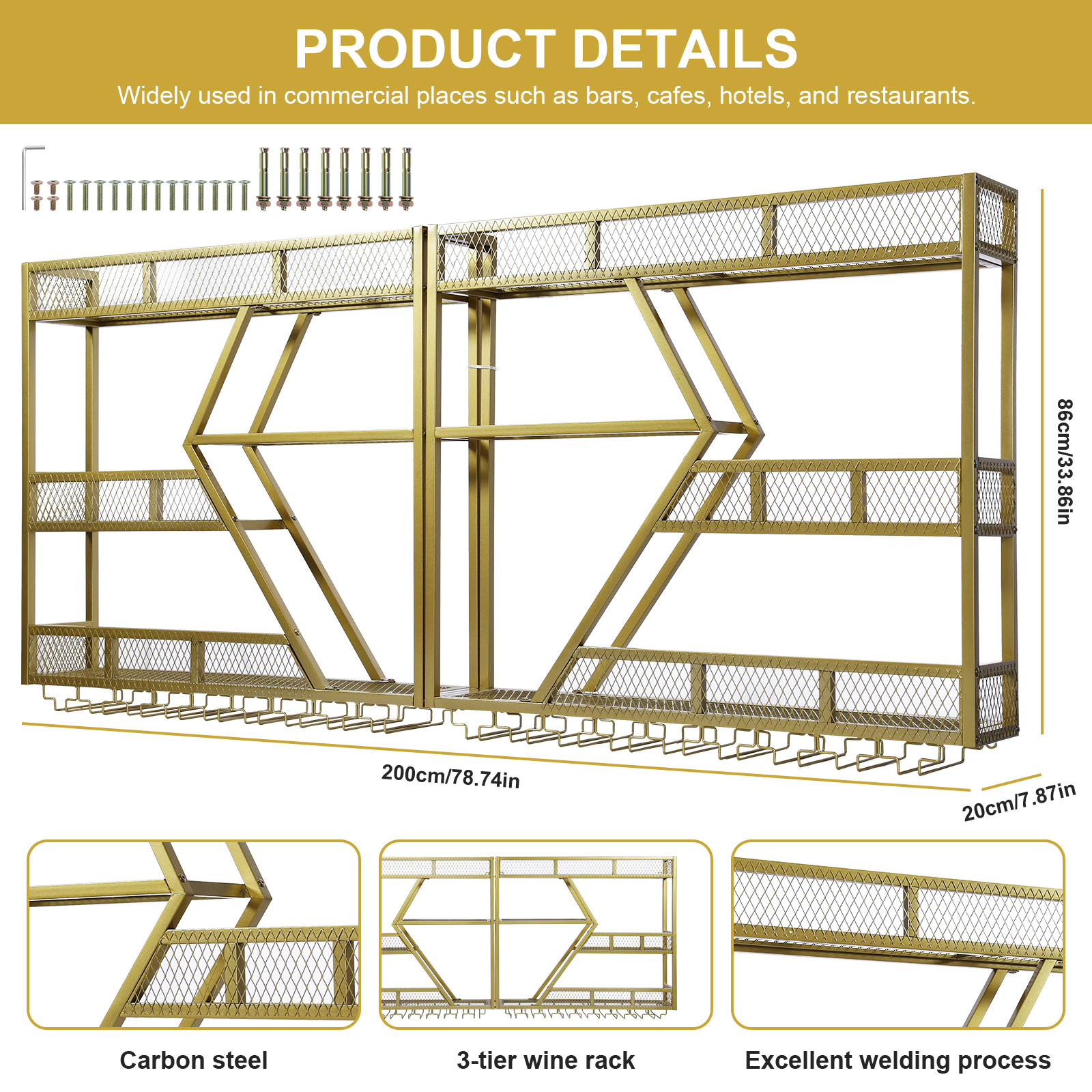 Metal Wine Storage Rack Wall M – Home Bar Shelves recenzja i cena