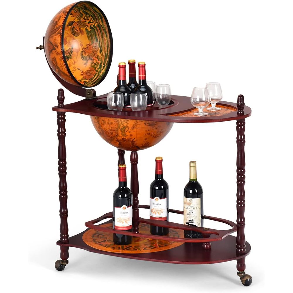 Vintage 34.5 Wheeled Globe Bar – Home Bar Shelves recenzja i cena