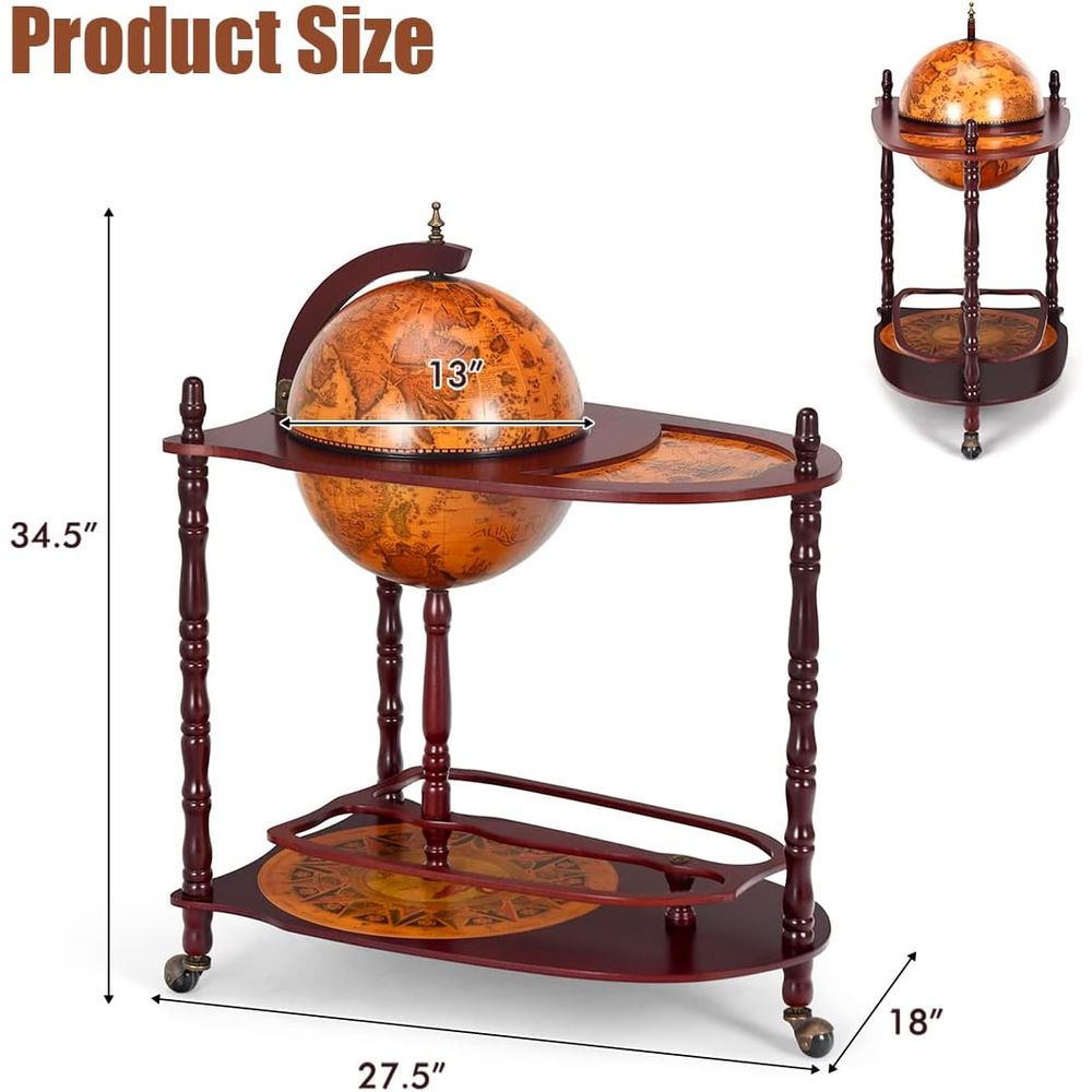 Vintage 34.5 Wheeled Globe Bar – Home Bar Shelves recenzja i cena