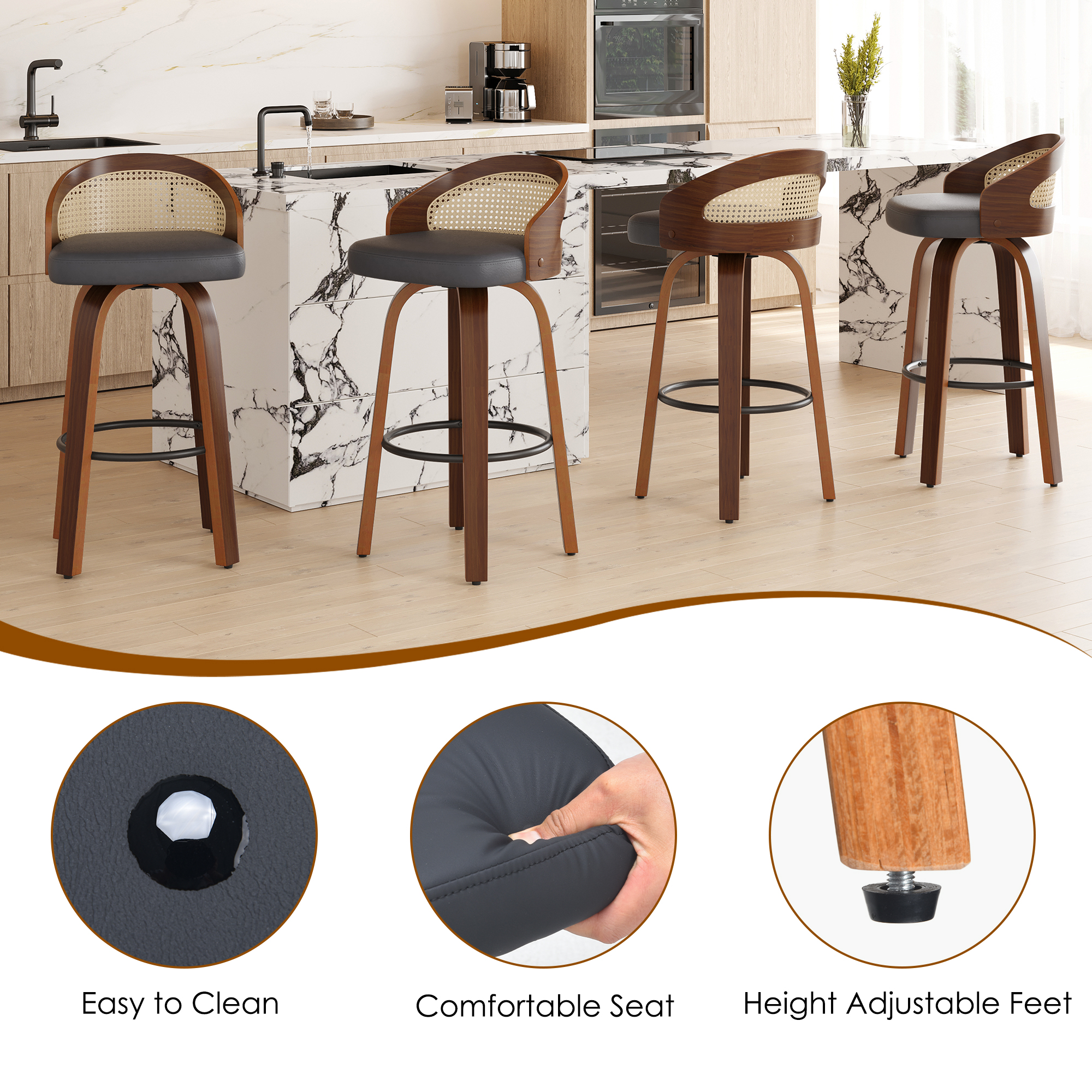 Set of 2 Swivel Bar Stools, Mo – Home Bar Seating recenzja i cena