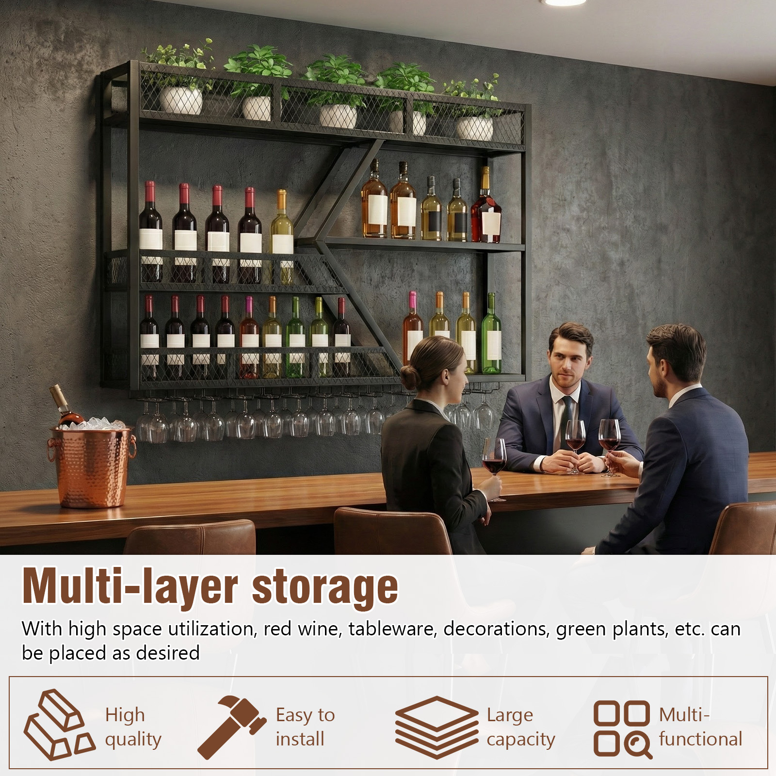 39in 3-Tiers Floating Bar Shel – Home Bar Shelves recenzja i cena