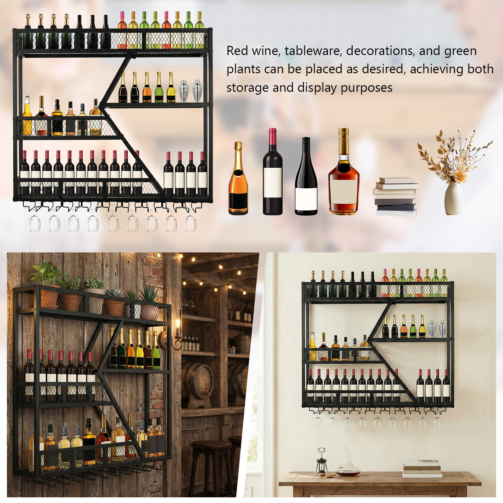 39in 3-Tiers Floating Bar Shel – Home Bar Shelves recenzja i cena
