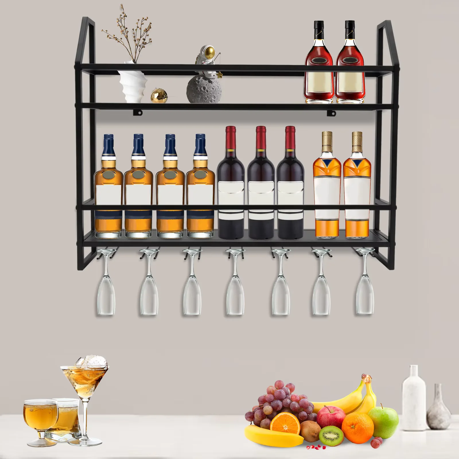 Bar Wine Shelf Wall-Mounted Bo – Home Bar Shelves recenzja i cena