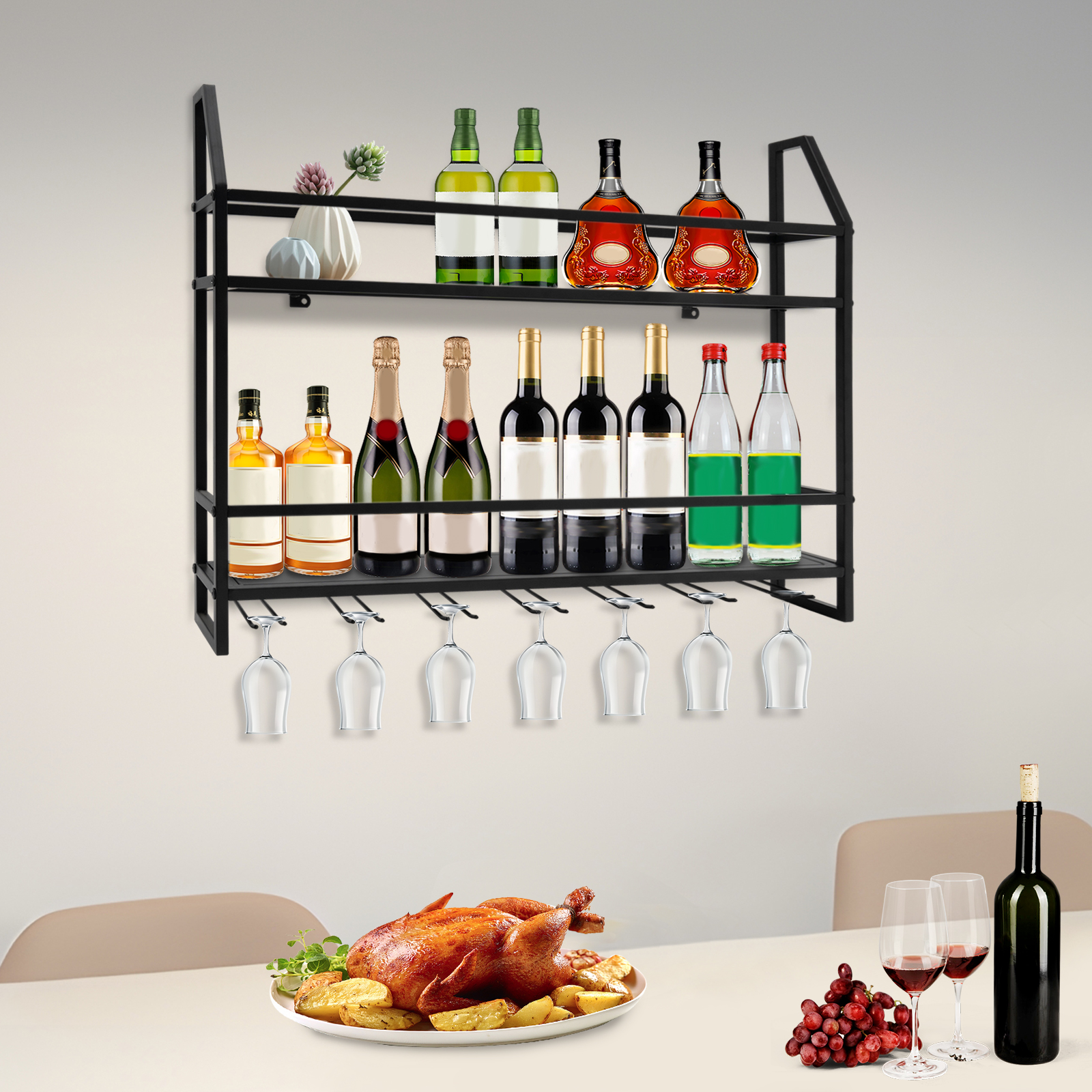 Bar Wine Shelf Wall-Mounted Bo – Home Bar Shelves recenzja i cena
