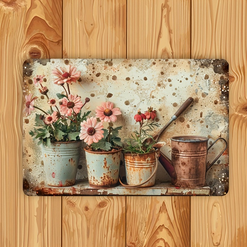 Vintage Floral Metal Tin Sign  – Home Bar Cafe recenzja i cena