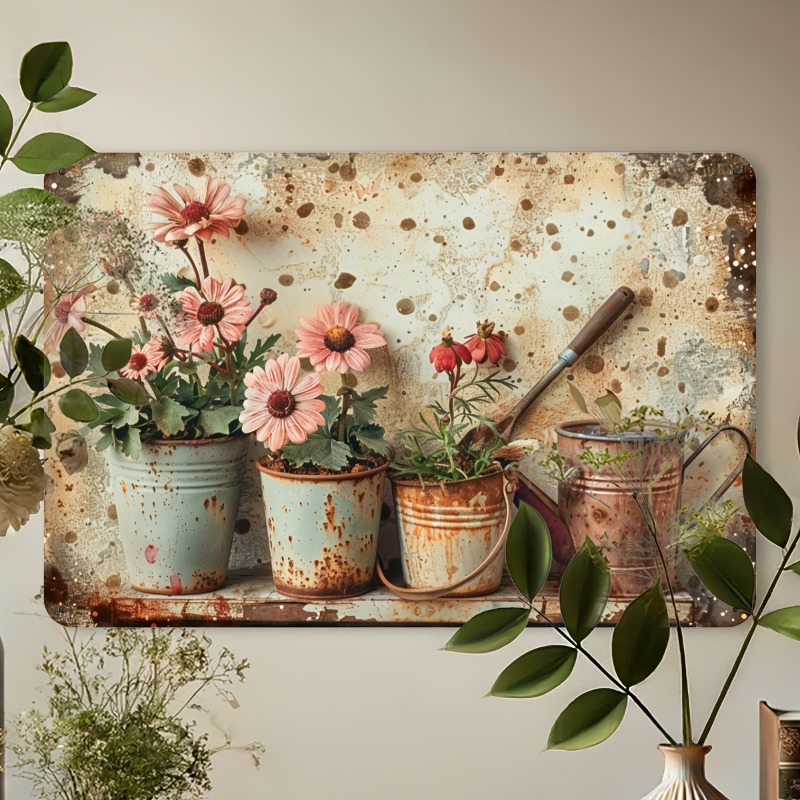 Vintage Floral Metal Tin Sign  – Home Bar Cafe recenzja i cena