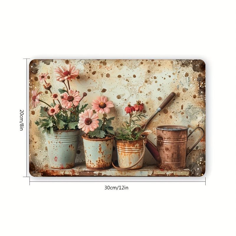 Vintage Floral Metal Tin Sign  – Home Bar Cafe recenzja i cena