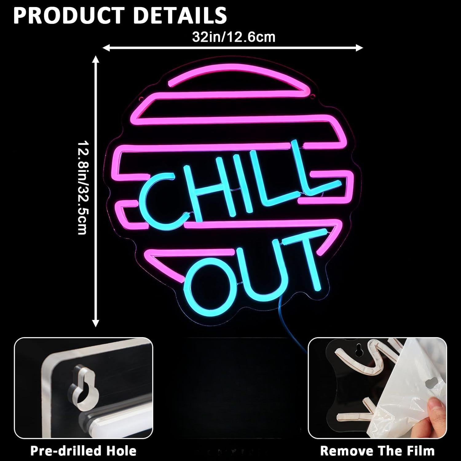 Chill Out Neon Sign for Wall D – Home Bar Lounge recenzja i cena
