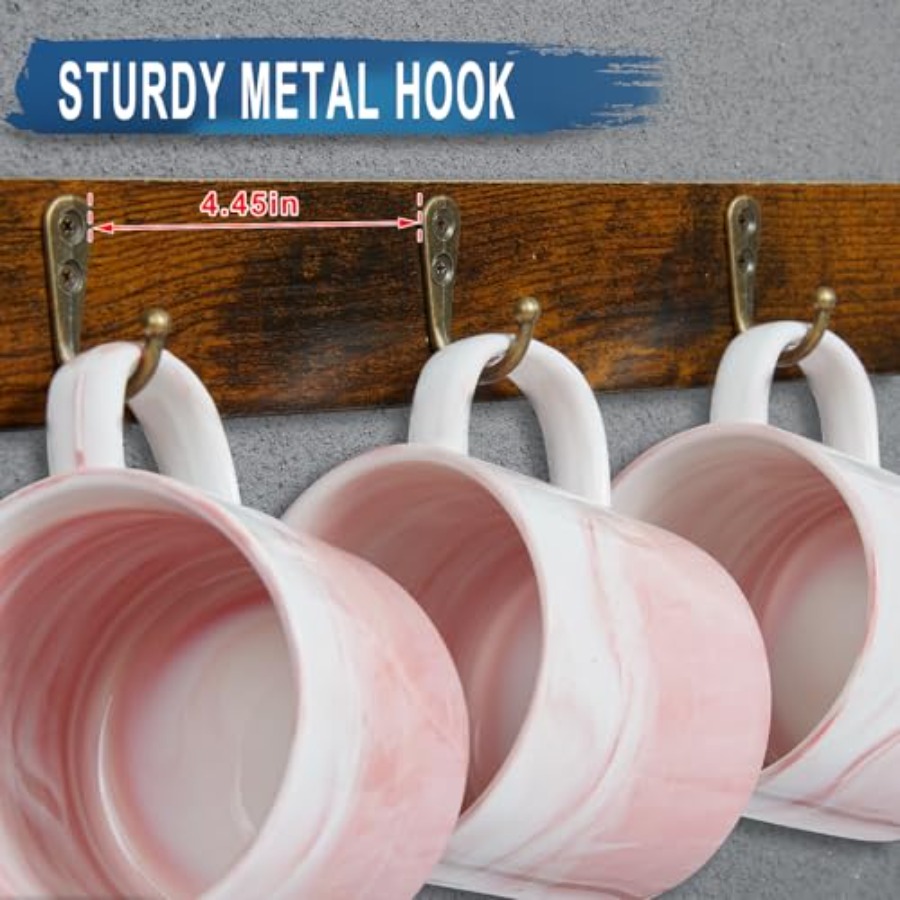 Rustic Wood Coffee Mug Rack -  – Home Bar Shelves recenzja i cena