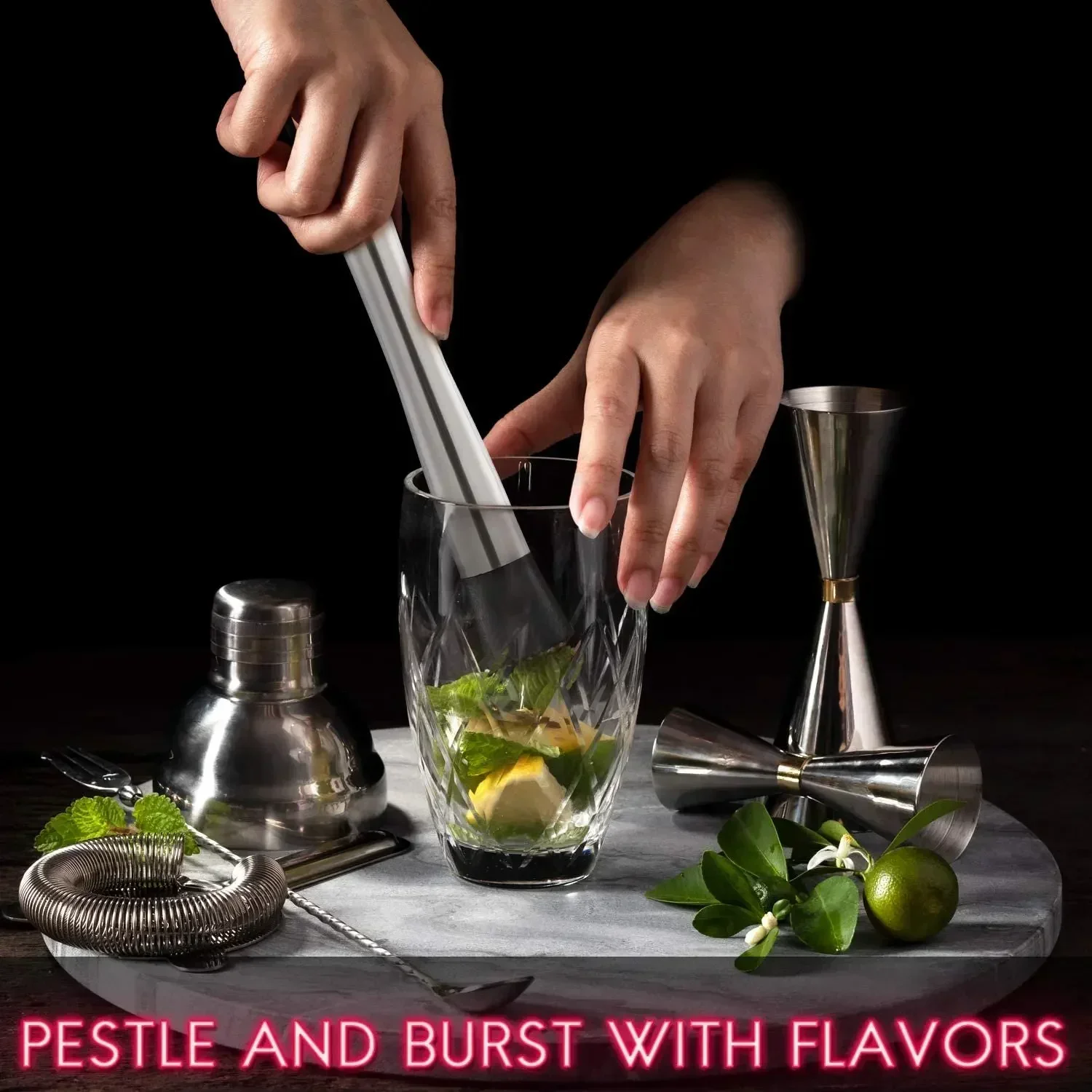 Stainless Steel Cocktail Muddl – Bitters Bottle Set recenzja i cena