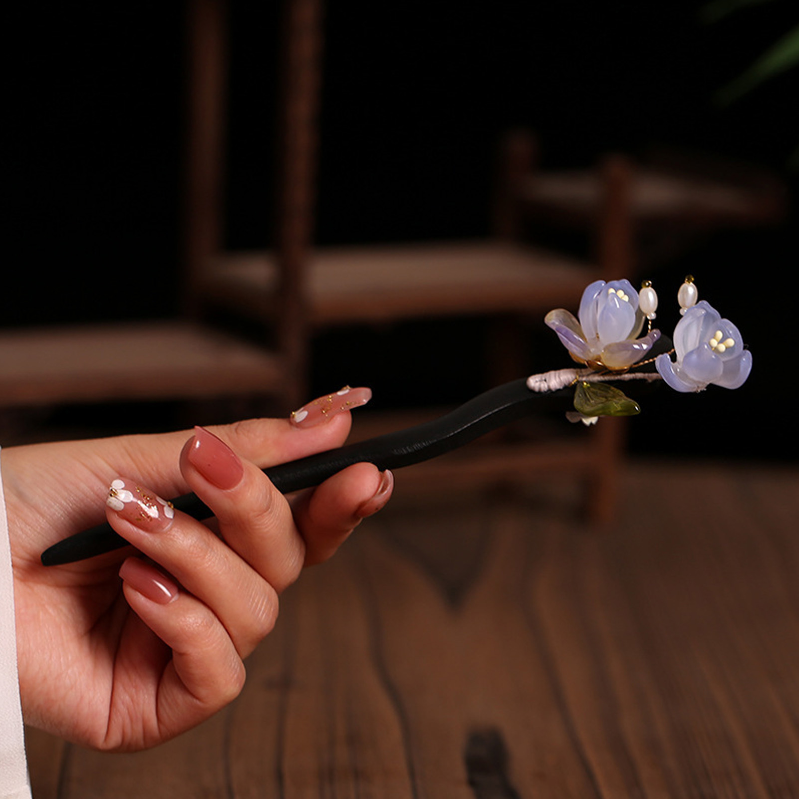 Vintage Wooden Flower Hairpin  – Old Fashioned Glass recenzja i cena